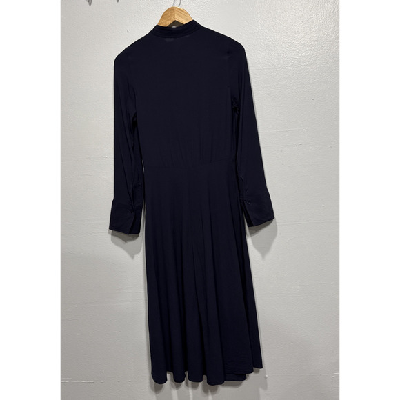 Arket Womens Modest Maxi Dress EU 34, US 4 Long Sleeves A-Line Band Collar Blue - Picture 4 of 16